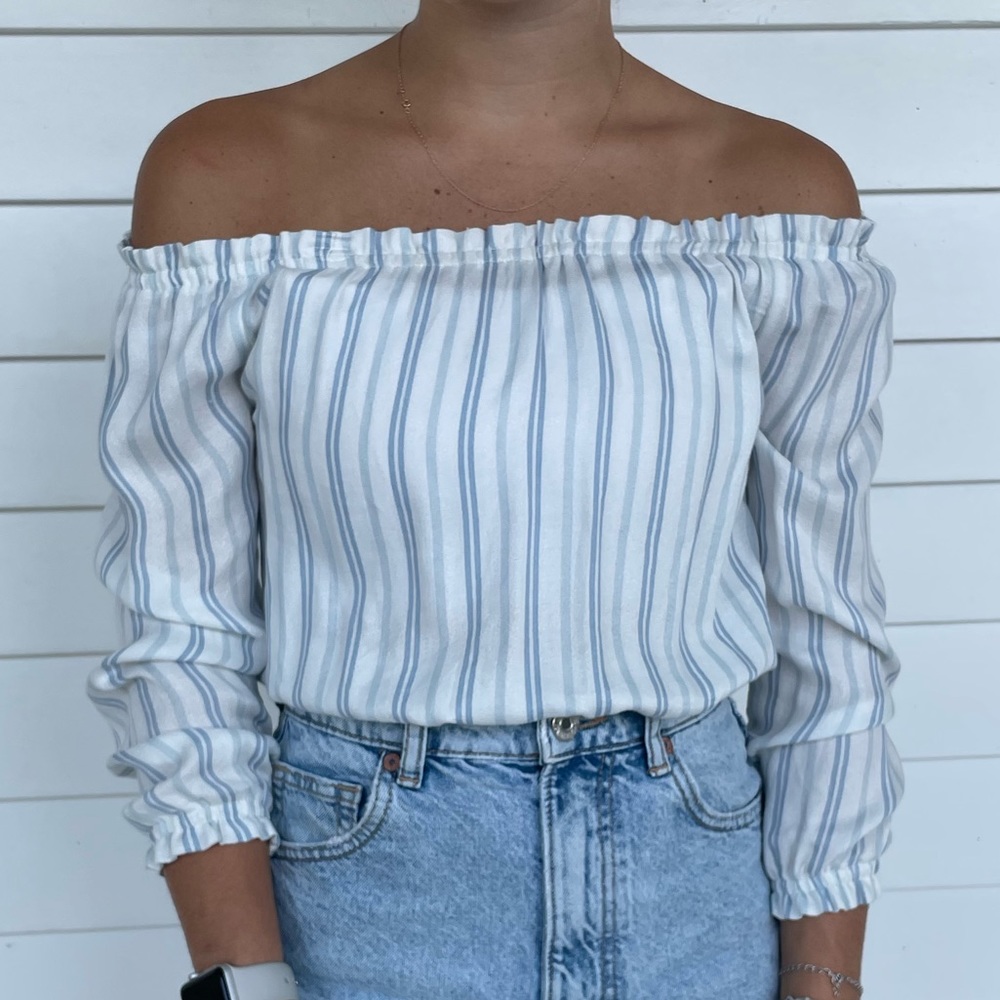 Striped off-shoulder top